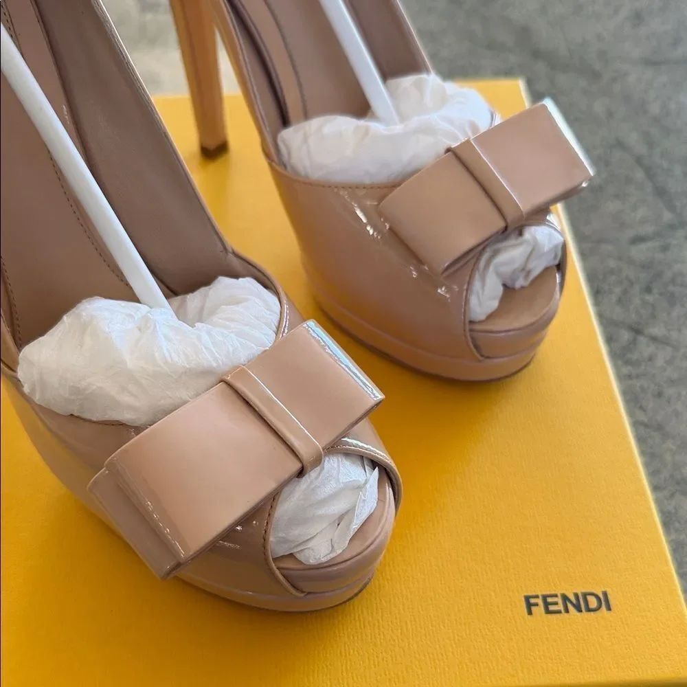 Fendi Women's Blush Peep-Toe Heels - Picture 2 of 8